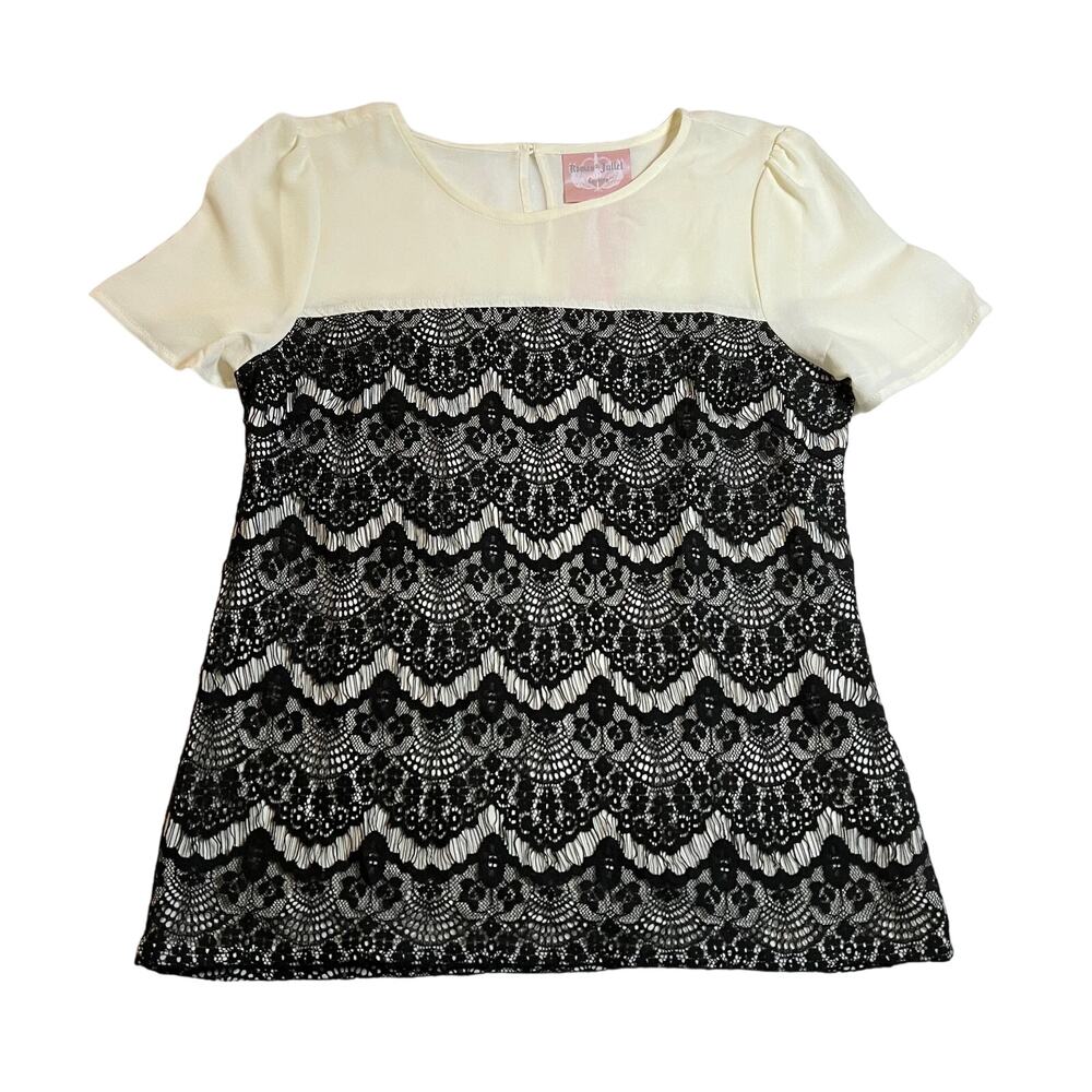 NEW Romeo & Juliet Couture Crewneck Lace Chiffon Blouse Size S Regal Formal